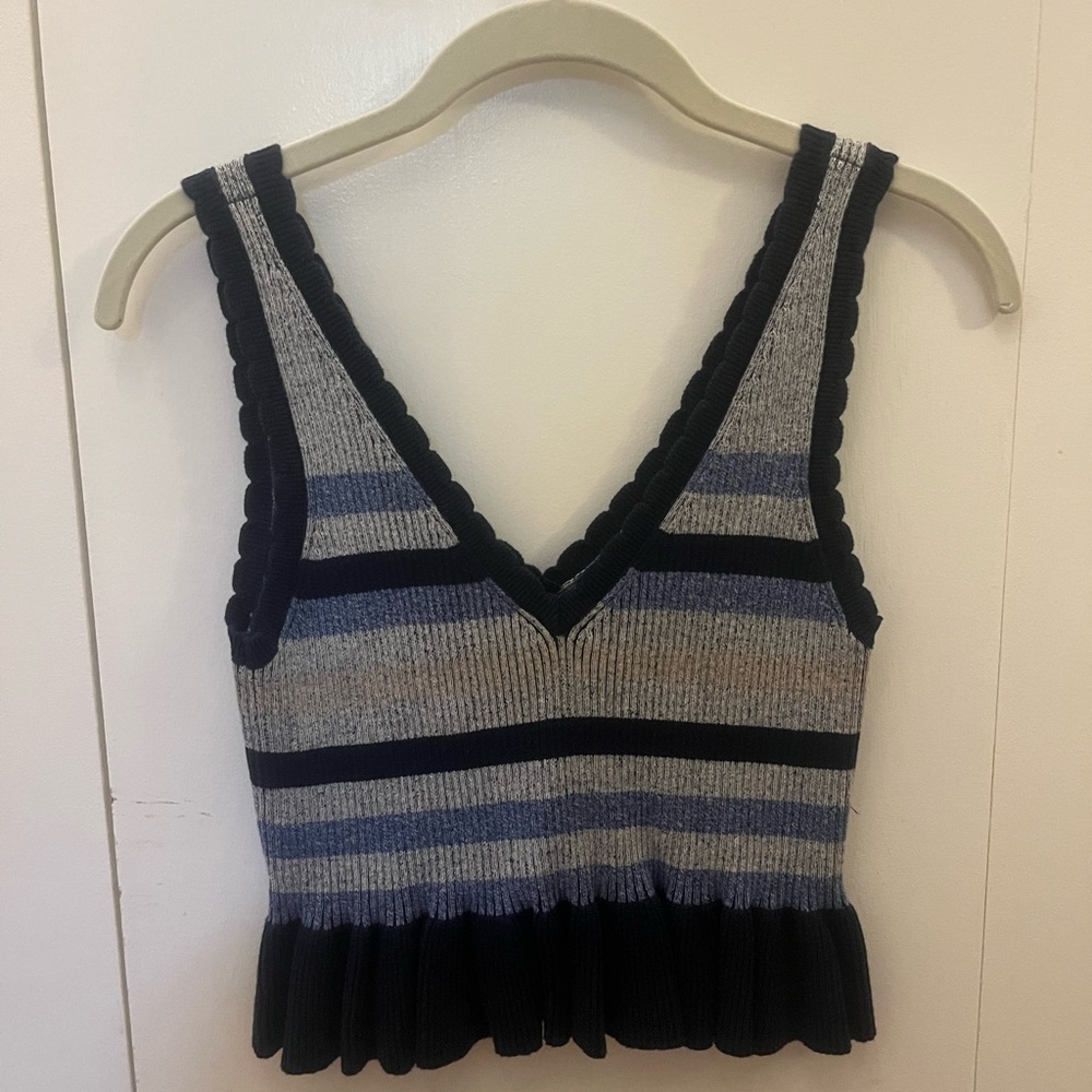 BCBGeneration Blue and Gray Striped Sweater